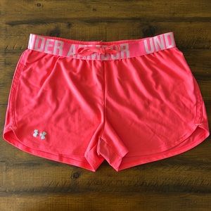 Neon orange under armour shorts